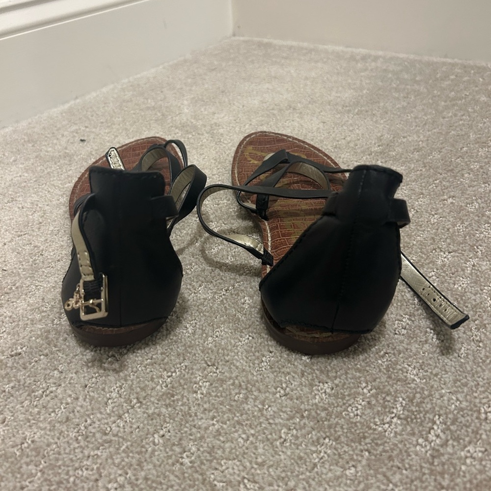 Sam Edelman Black Strappy Sandals with Gold Lining - Picture 4 of 4